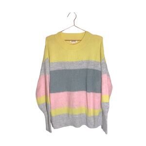 ADORA Stripe Oversize multi color crew neck Sweater size small